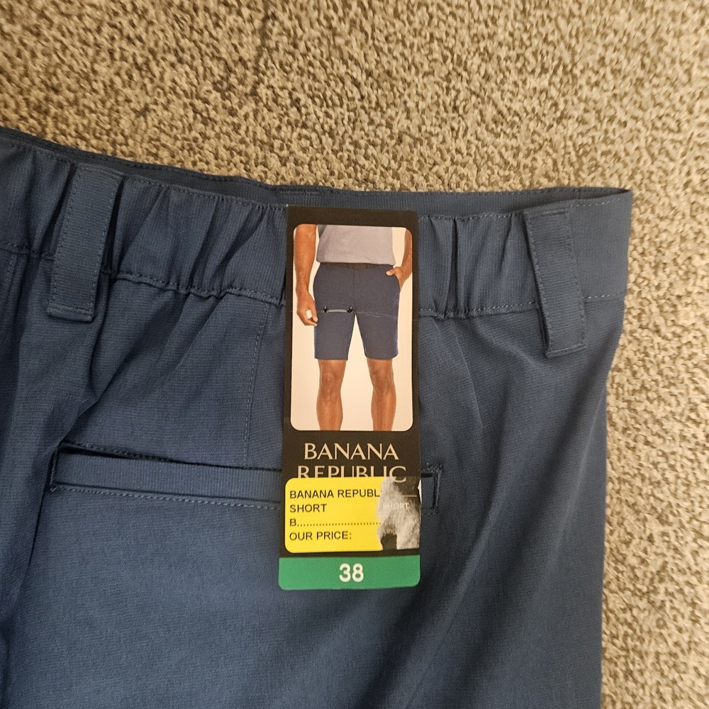 Banana Republic Short Mens‎ 38 Blue Elastic Waistband Flat Front - Picture 9 of 10